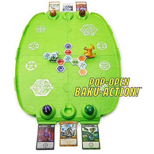 BAKUGAN Evolution EVO Battle Arena-Campo de Juego Desmontable, Color Verde neón con Exclusiva Aurelus Leonidas, Multicolor, Talla única (Spin Master 6062734)