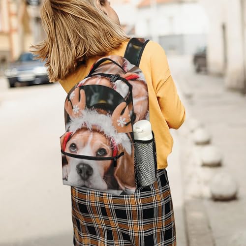BALII - Mochila infantil con diseño de perro beagle posando como un reno, bolsa de preescolar, mochila escolar para guardería, bolsa de viaje para niñas y niños, Lindo perro beagle posando como un