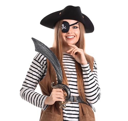 Balinco Parche para el ojo de pirata, disfraz de pirata, accesorio para disfraz de pirata, máscara de pirata, color negro