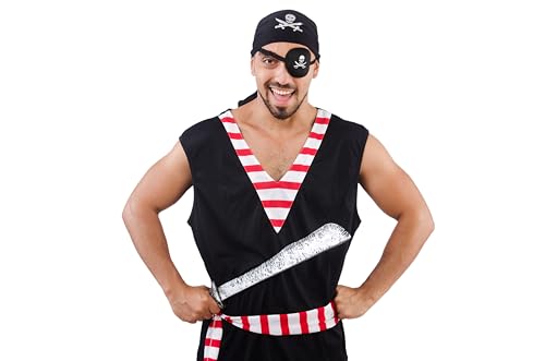 Balinco Parche para el ojo de pirata, disfraz de pirata, accesorio para disfraz de pirata, máscara de pirata, color negro