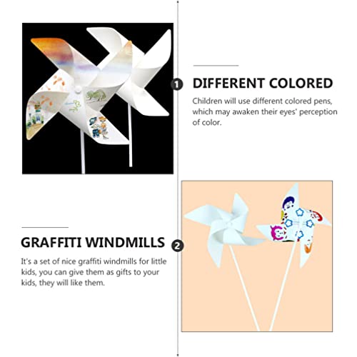 Baluue Juego de molinillos de papel blanco blanco para hacer tú mismo, kit de molinillos de papel de grafiti, juguete educativo
