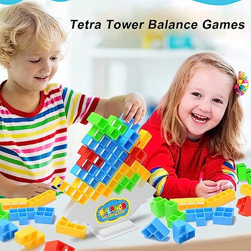 Bambebe 48PCS Tetra Tower Balance Blocks, Juguetes Montessori Bebes, Juegos Apilables para Niños, Juguete de Apilamiento de Equilibrio, Tetris Juguetes Educativos, Regalos de Cumpleaños 3 4 5 6 Años