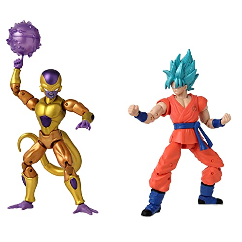 BANDAI - Dragon Ball Super - Figura Dragon Stars 17 cm - Battle Pack - Golden Freezer vs Super Saiyan Blue Goku - 37169