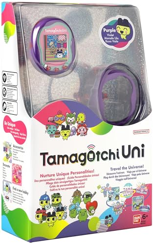 Bandai Tamagotchi Uni Mascota Virtual, Morado, Multicolor 43352 con Regalo llavero de Edición Limitada (solo Bandai España) 43352