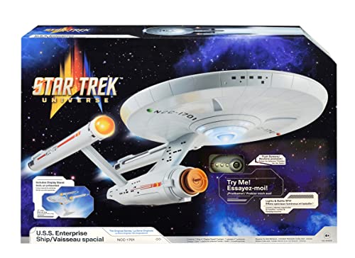 Bandai USS Enterprise NCC-1701 Modelo Star Trek con Luces, Sonidos y Soporte de exhibición | Regalos Starship | Auténticos Juguetes StarTrek de 18 Pulgadas, Multicolor