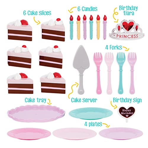 Battat - Play Circle, Pastel de cumpleaños, comida de juguete, Accesorios Platos y Velas, El juego de aparentar, A partir de 3 años, Princess Birthday Party