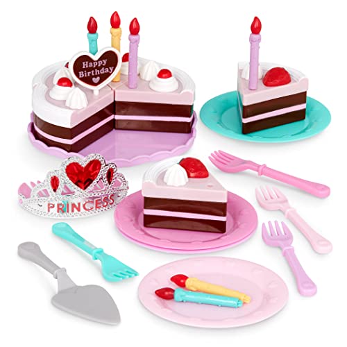 Battat - Play Circle, Pastel de cumpleaños, comida de juguete, Accesorios Platos y Velas, El juego de aparentar, A partir de 3 años, Princess Birthday Party