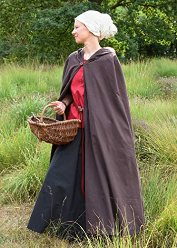 Battle-Merchant - Capa medieval con capucha/gugel - Para mujer y hombre - Ideal para LARP, estilos vikingos o disfraces - Marrón