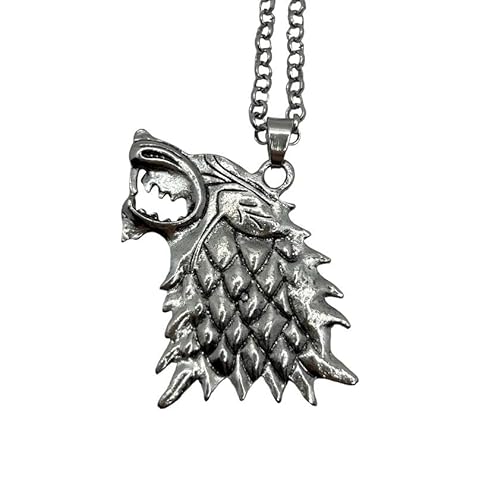 B.a.u.q.o.o. Collar lobo Juego de Tronos Casa Stark Colgante Sello Winter Is Coming Accesorios Coche Colgantes para Espejo Wolf Magia Cosplay Idea Regalo