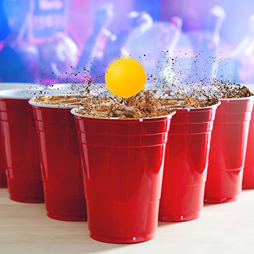 Beer Pong, 50 Piezas Vasos Beer Pong, Rojo + Azul Vasos de Fiesta, Reutilizables Beer Pong, 10 Pelotas, Adecuado para Fiestas Festivales Camping Picnics Juego de Cerveza