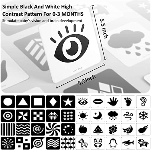 Beiens Tarjetas Flashcards Bebés,0 3 6 12 36 Meses Juguetes en Blancas y Negras Comparó Las Tarjetas para la Estimulación Visual del Bebé,20 PCs 40 Pages 14 x 14 cm, Regalo Educativo para Bebés