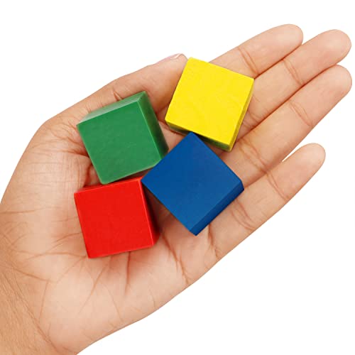 Belle Vous Cubos de Madera de Colores (Pack de 100) 2,5 x 2,5 cm - Cubos Madera Natural 6 Colores - Bloques para Manualidades, Hacer Puzzles - Regalo Educativo, Matemáticas para Niños