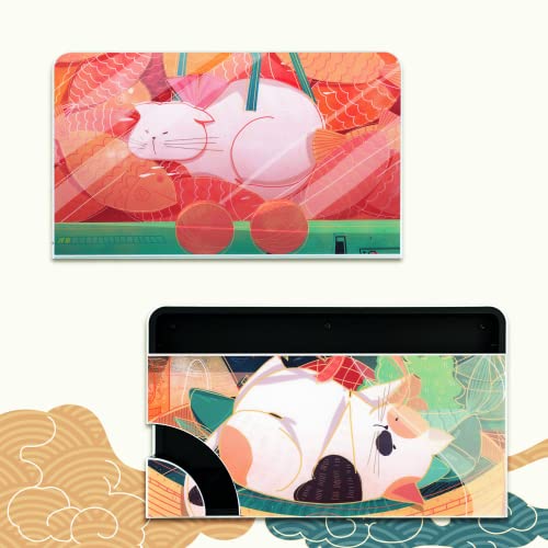 BelugaDesign Fat Cat Skin Calcomanía de vinilo para envolver calcomanías en colores pastel lindas hojas de animales kawaii juego completo compatible con Nintendo Switch OLED (Switch OLED multicolor)