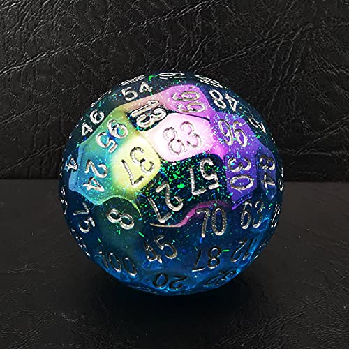 Bescon Dazzling Blue 100 Sided Dice, Polyhedral Solid 100 Sides Dice 45MM in Diameter (1.8inch), Game Dice D100