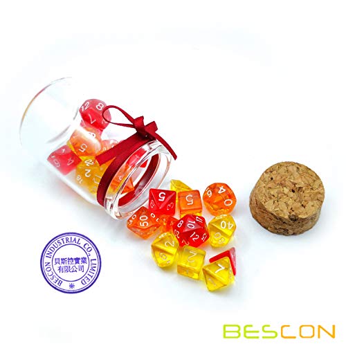 Bescon Mini Dice Gem Set 21pcs -21 Gem Mini Polyhedral Dice, 3 Colors in Complete Set of 7, Miniature 10MM Dice Size