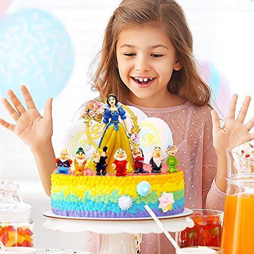 BESTZY Blancanieves eI Siete Enanitos Cake Topper Mini Figure Set Colección Juguetes Cake Topper Decoraciones Niños Fiesta de Cumpleaños Figuras de Acción 8 pcs