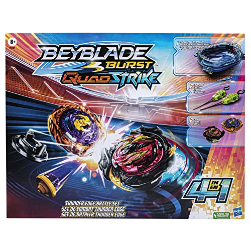 Beyblade Burst QuadStrike - Set de Batalla Thunder Edge con Beystadium, 2 Tops de Batalla y 2 lanzadores - A Partir de 8 años