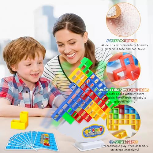 BGTLJKD 16 Piezas Tetra Tower, Tetra Tower Balance Game, Tetris Balance Toys, Tetra Tower Juego para Niños Adultos, Juguete de Apilamiento de Equilibrio, Juguetes de Montessori Educativos (16 Piezas)