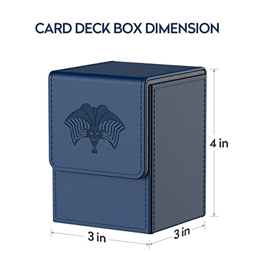 Bheddi Caja de cartas compatible con YGO TCG Cartas, con 2 divisores por caja-Grande para Tiene hasta más de 150 cartas-Premium Magnetic Flip Box (Forbidden One)(Azul)