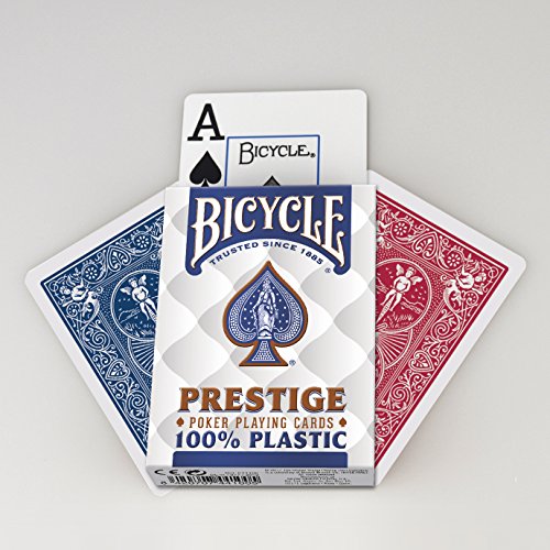 Bicycle , Fichas de póquer, 4 Colores + Fournier Prestige F44100 Baraja de Poker Profesional de Plástico, Colores Surtidos