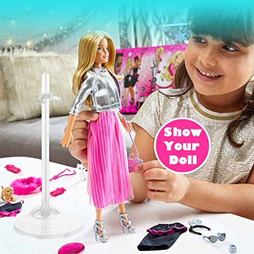BieFuSin Soporte de Exhibición de Muñecas, Soporte de Plástico Transparente para Muñecas de 11 a 13 Pulgadas, Soporte Ajustable para Figuras de Acción Accesorios para Muñecas Barbie (10 Piezas)