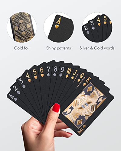 BIERDORF Baraja Poker Plastico Negro - Resistente al Agua Novedad Cartas de Poker Profesional