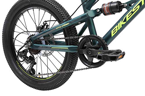 BIKESTAR Bicicleta de montaña de Aluminio Suspensión Doble Bicicleta Juvenil 20 Pulgadas de 6 años | Cambio Shimano de 7 velocidades, Freno de Disco | niños Bicicleta | Verde Oscuro