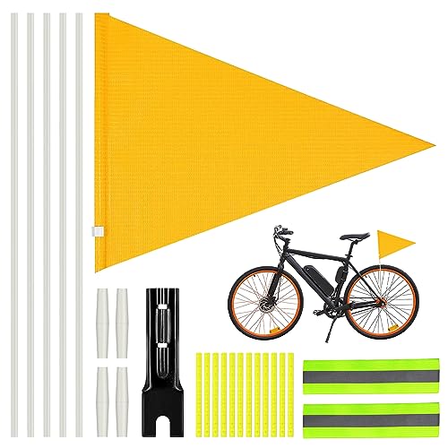 BITEFU Juego de 4 banderines para bicicleta, para niños, reflectores de radios de bicicleta, cinta reflectante, ajustable, bandera de bicicleta infantil (amarillo)