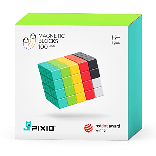 Bizak Pixio 100 cubos magnéticos óptimos de 8 milímetros cada lado para hacer construcciones, hasta 16 colores, es fácil y rápido, recomendado para niños a partir de 6 años (64240102)