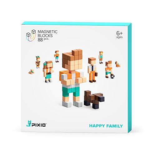 Bizak Pixio Happy Family, recrea a toda la familia con sus 88 cubos magnéticos, desde el más peque hasta la mascota, es fácil y rápido, recomendado para niños a partir de 6 años (64240103)