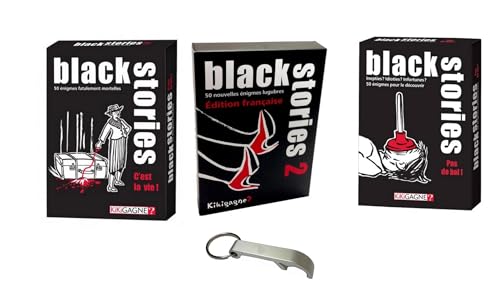 Black Stories 2 en francés + Black Stories 3 + Black Stories 4 + 1 abrebotellas Blumie (BS 2+ 3 +4)