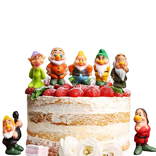 Blancanieves y los siete enanitos figuras, 7Pcs Dibujos Animados Decoración de Tartas Figuras Decoración para Tarta de cumpleaños de Figuras de Dibujos Animados del Fiesta Suministros