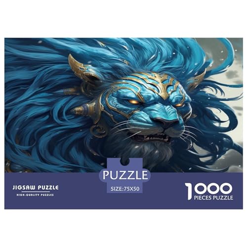 Blue Lion Head Puzzle De 1000 Piezas, Lion Puzzle para Adultos para Decoración Difícil Difícil Y Desafiante A Partir De 14 Anos Juguete Educativo,Arte 1000pcs (75x50cm)