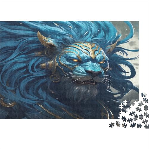 Blue Lion Head Puzzle De 1000 Piezas, Lion Puzzle para Adultos para Decoración Difícil Difícil Y Desafiante A Partir De 14 Anos Juguete Educativo,Arte 1000pcs (75x50cm)
