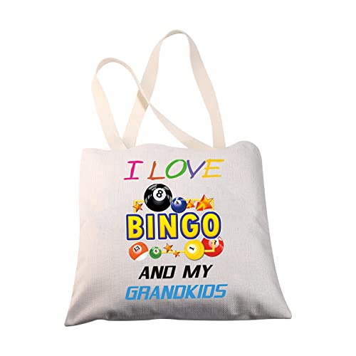 BNQL Regalos de bingo para abuela, bolsa de mano para jugadores de bingo, regalos para ganadores de bingo, regalos I Love Bingo And My Grandkids Grandma, bolsa de hombro reutilizable para compras,