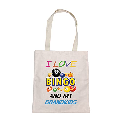 BNQL Regalos de bingo para abuela, bolsa de mano para jugadores de bingo, regalos para ganadores de bingo, regalos I Love Bingo And My Grandkids Grandma, bolsa de hombro reutilizable para compras,
