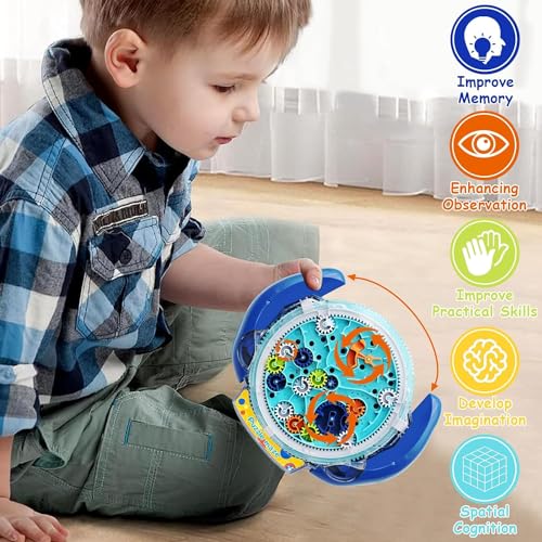 Bola de Laberinto 3D, Bola de Laberinto de Bolas, Juego de Bolas Magic Maze, Juegos de Paciencia para niños,Juego de Puzzle del Laberinto,Juegos de Puzzle para niños (Azul)