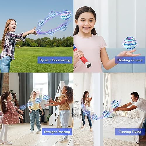 Bola Voladora, Spinner Mini Flying Dron, Pelota Magica, LED Fly Orb Boomerang Orbi Ball Esfera Que Vuela con Luz, Juguetes Regalo para 6 a 10+ niños - Azul