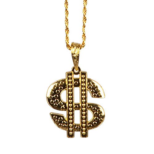 Boland 00633 - Collar Dólar, collar con el signo del dólar, oro, look gángster, mafioso, millonario, accesorio, carnaval, fiesta temática