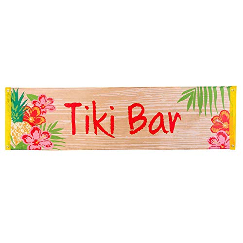 Boland 52490 – Banderín Tiki Bar, tamaño 50 x 180 cm, de poliéster, bandera con diseño, decoración, fiesta en la playa, carnaval, fiesta temática, cumpleaños