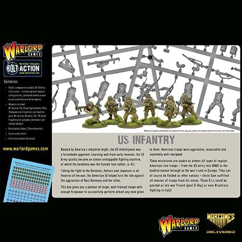 Bolt Action Miniatures - Juego de infantería de EE. UU. de 28 mm en miniaturas + día D digital: Overlord - Figuras de acción militares y miniaturas modelo WW2 por Wargames entregado