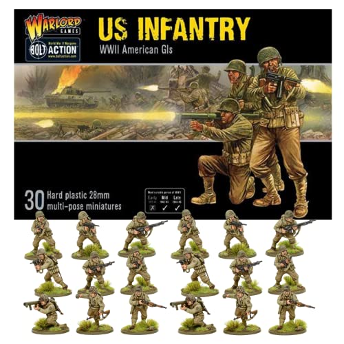 Bolt Action Miniatures - Juego de infantería de EE. UU. de 28 mm en miniaturas + día D digital: Overlord - Figuras de acción militares y miniaturas modelo WW2 por Wargames entregado