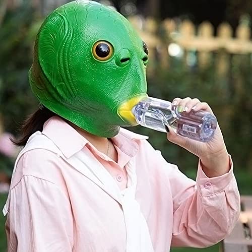 BONHHC Máscara de pez divertida,máscara de cabeza de animal,máscara de murloc verde,máscara de monstruo divertido con un par de gafas,accesorios de cosplay de disfraces de carnaval de Halloween