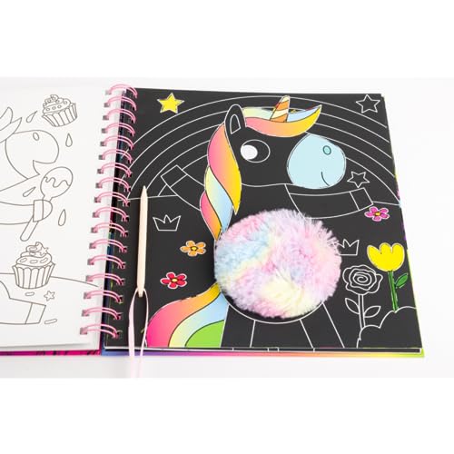 Bookoli - Libros de unicornios esponjosos para rascar - Libro para colorear - Libro de actividades de unicornio - Regalos para niños de 4 a 6 años - Artes y manualidades para niños