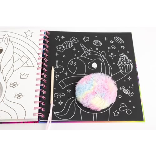 Bookoli - Libros de unicornios esponjosos para rascar - Libro para colorear - Libro de actividades de unicornio - Regalos para niños de 4 a 6 años - Artes y manualidades para niños