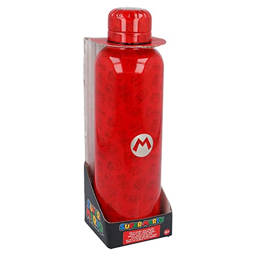Botella de agua reutilizable térmica de acero inoxidable con doble aislamiento de 515 ml de Super Mario