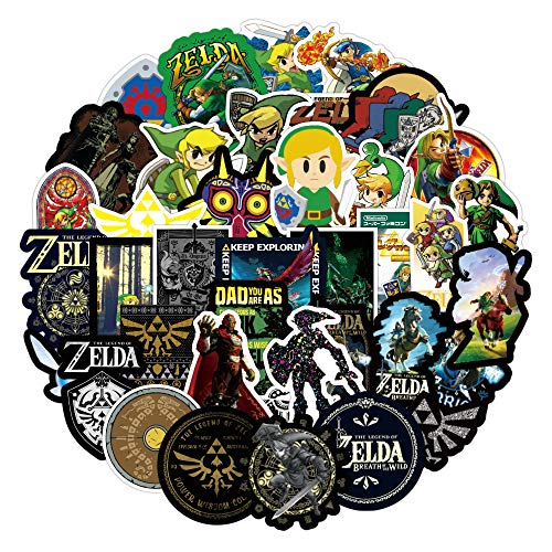 Bric Dodo 50 pegatinas de The Legend of Zelda, para portátil, teléfono, guitarra, monopatín, portátil, moto, bicicleta, vinilo, resistentes al agua, estéticas, para adolescentes, niños, adultos