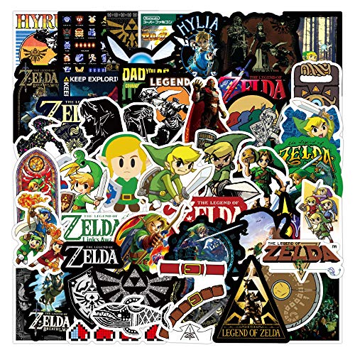 Bric Dodo 50 pegatinas de The Legend of Zelda, para portátil, teléfono, guitarra, monopatín, portátil, moto, bicicleta, vinilo, resistentes al agua, estéticas, para adolescentes, niños, adultos