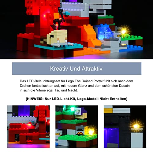 BrickBling Juego de Luces LED para Lego 21172 Minecraft El Portal Destruido Minecraft Juego de Juguetes (Ningún Modelo de Lego), decoración DIY Kit de iluminación para Lego Minecraft