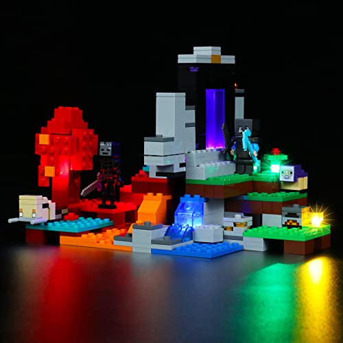 BrickBling Juego de Luces LED para Lego 21172 Minecraft El Portal Destruido Minecraft Juego de Juguetes (Ningún Modelo de Lego), decoración DIY Kit de iluminación para Lego Minecraft